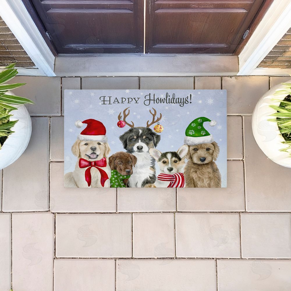Brett Blumenthal Happy Howlidays Puppies Unwoven Outdoor Door Mat