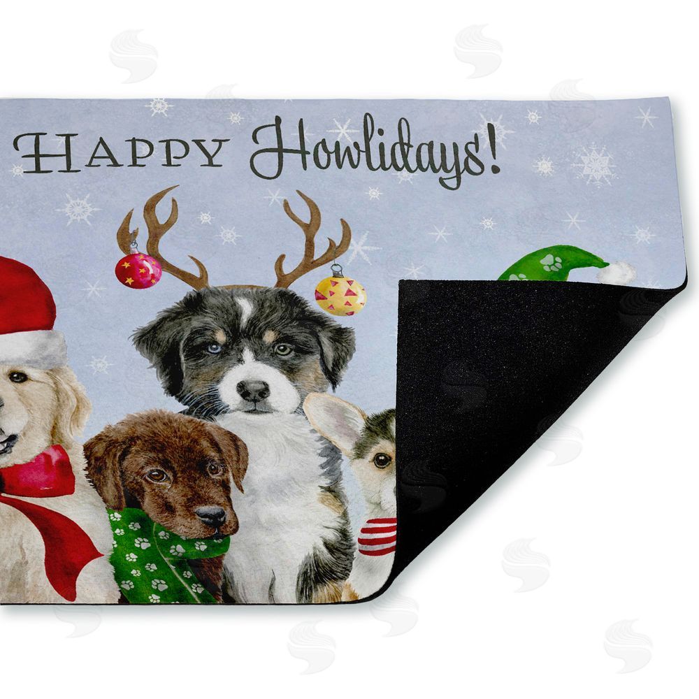 Brett Blumenthal Happy Howlidays Puppies Unwoven Outdoor Door Mat