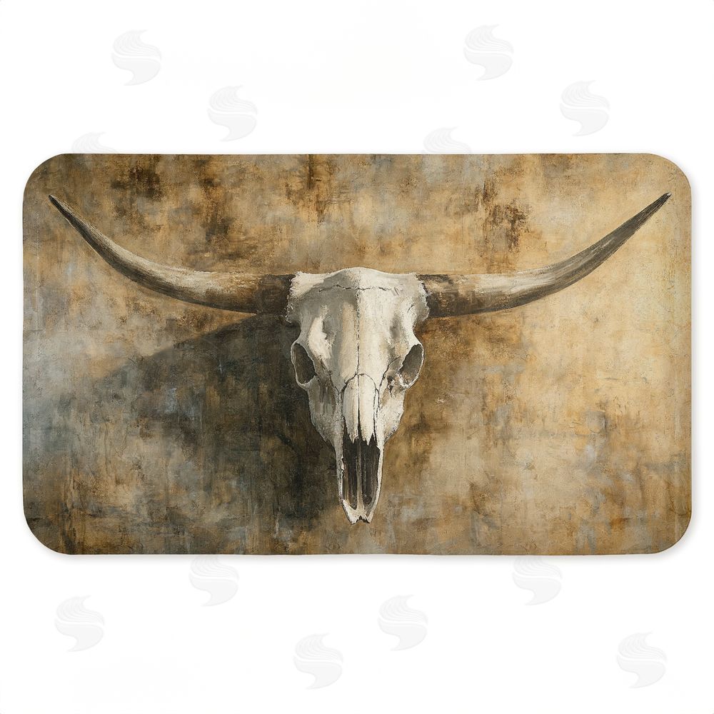 Nina Blue Vintage Cow Skull Kitchen Floor Mat
