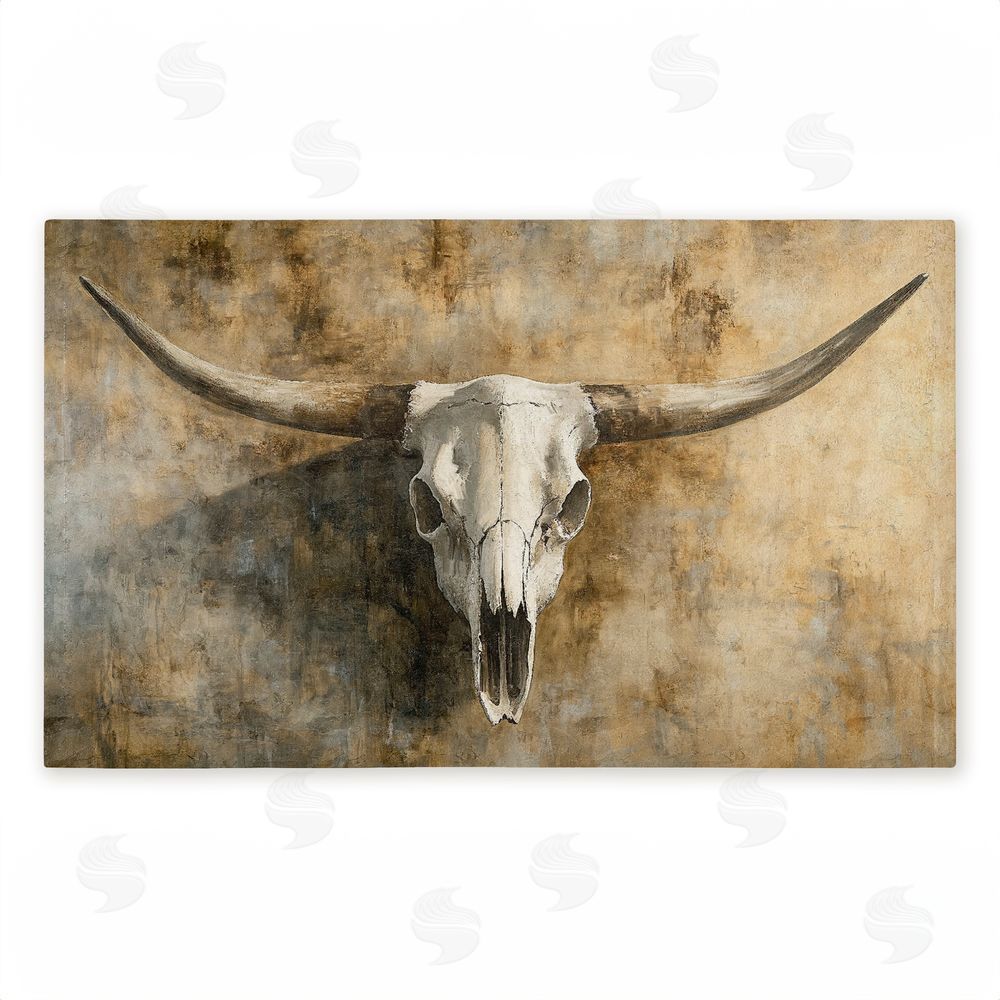 Nina Blue Vintage Cow Skull Unwoven Outdoor Door Mat