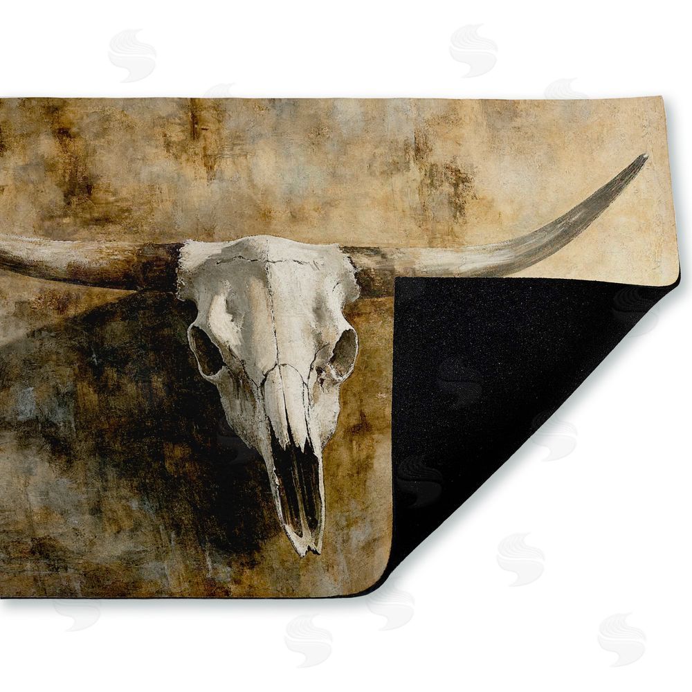 Nina Blue Vintage Cow Skull Unwoven Outdoor Door Mat