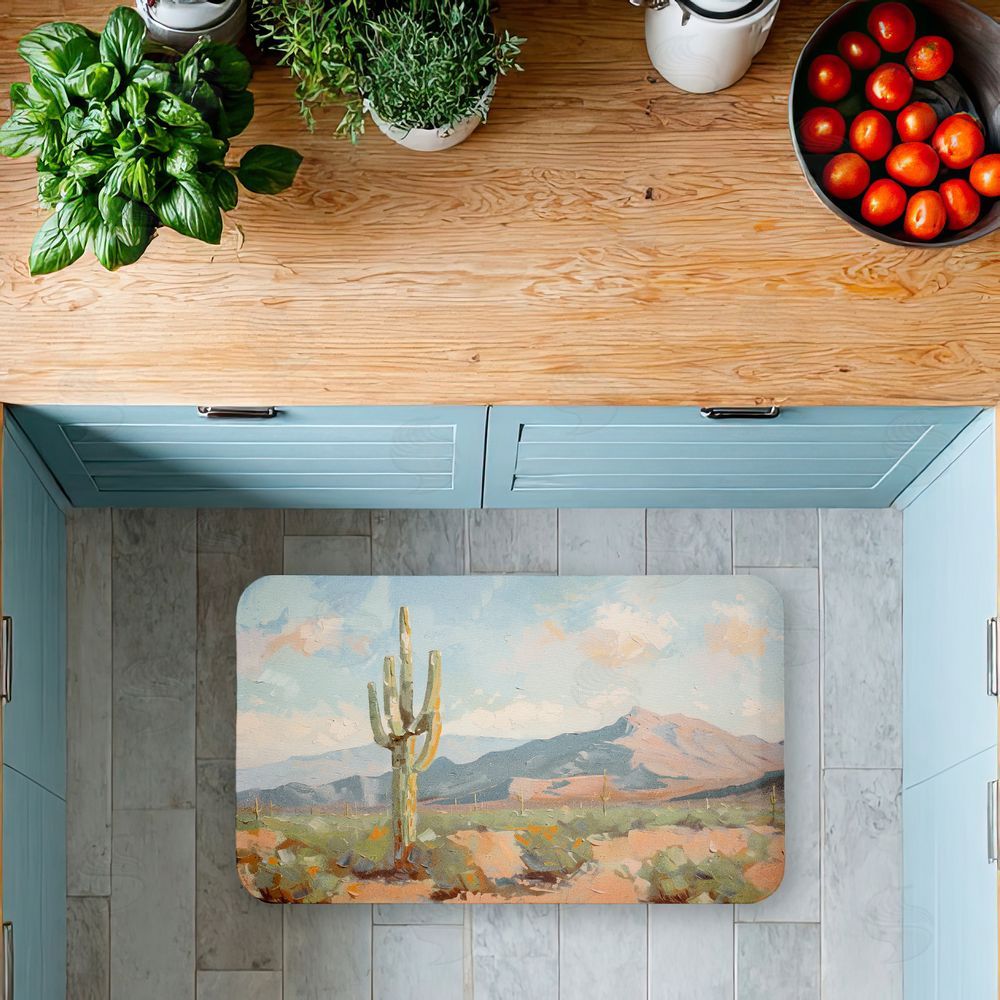Nina Blue Cactus & Mountain View Kitchen Floor Mat