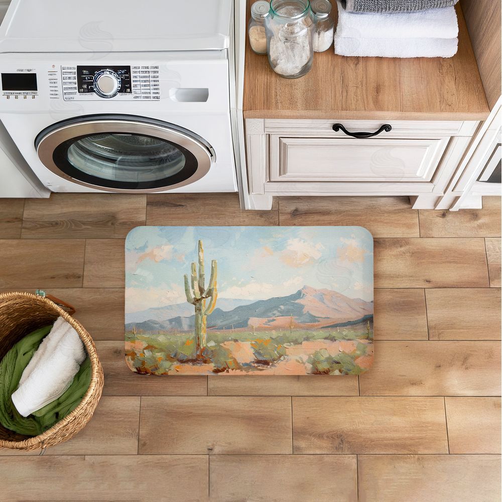 Nina Blue Cactus & Mountain View Kitchen Floor Mat