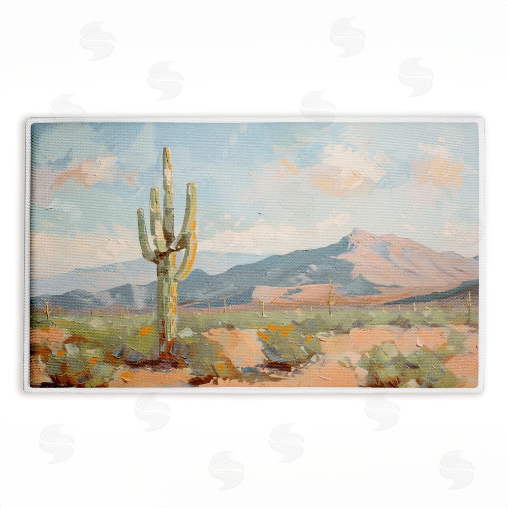 Nina Blue Cactus & Mountain View Plush Bathroom Floor Mat