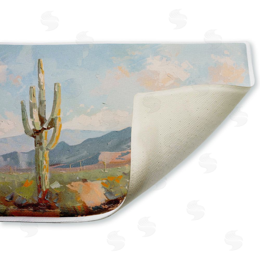 Nina Blue Cactus & Mountain View Plush Bathroom Floor Mat