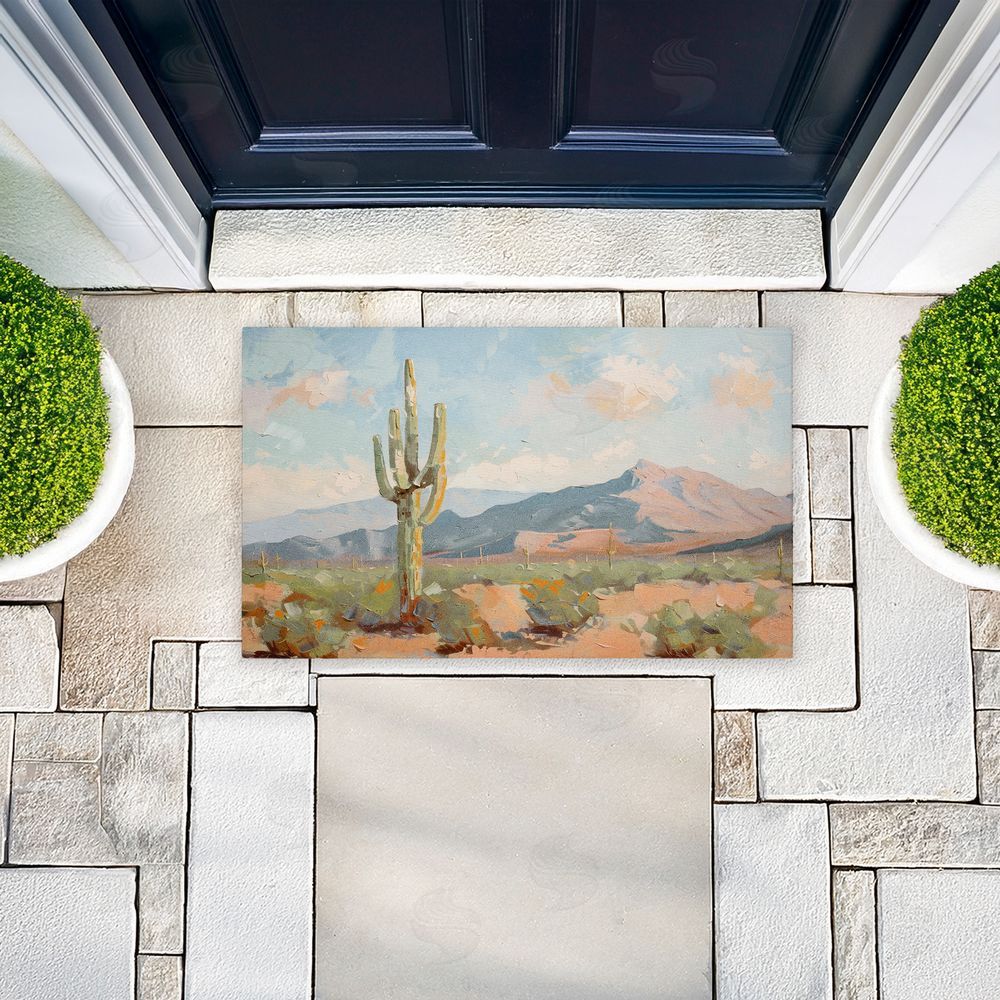 Nina Blue Cactus & Mountain View Unwoven Outdoor Door Mat