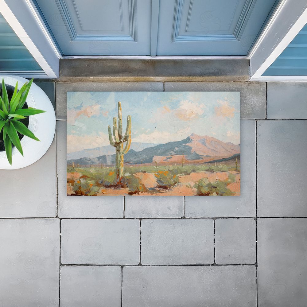 Nina Blue Cactus & Mountain View Unwoven Outdoor Door Mat