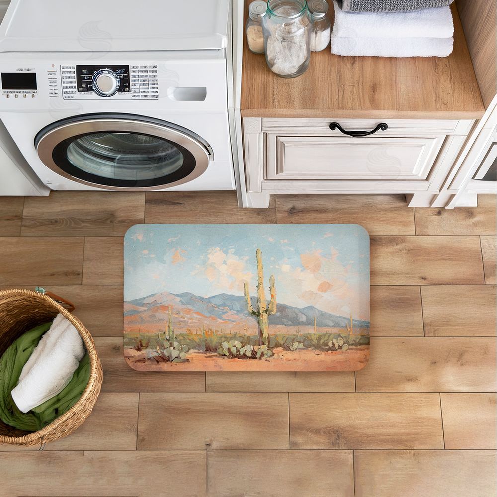 Nina Blue Pink Desert Cactus Landscape Kitchen Floor Mat
