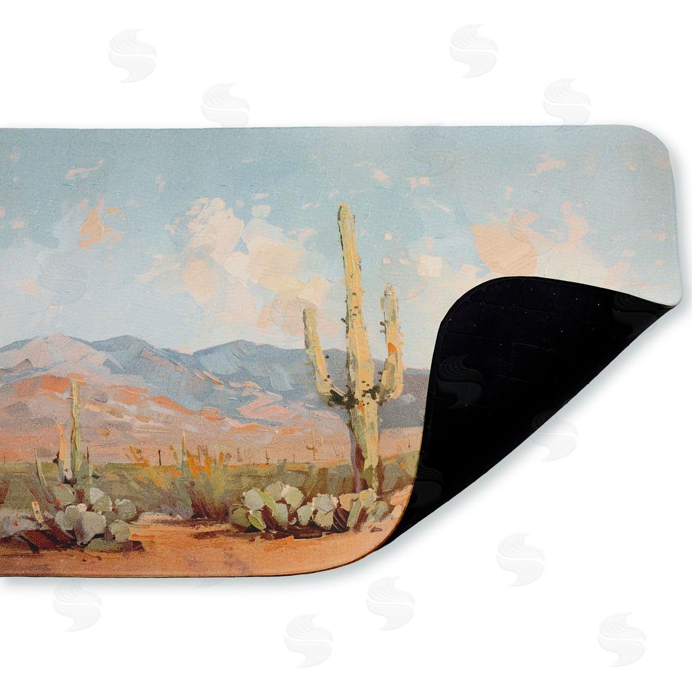 Nina Blue Pink Desert Cactus Landscape Kitchen Floor Mat