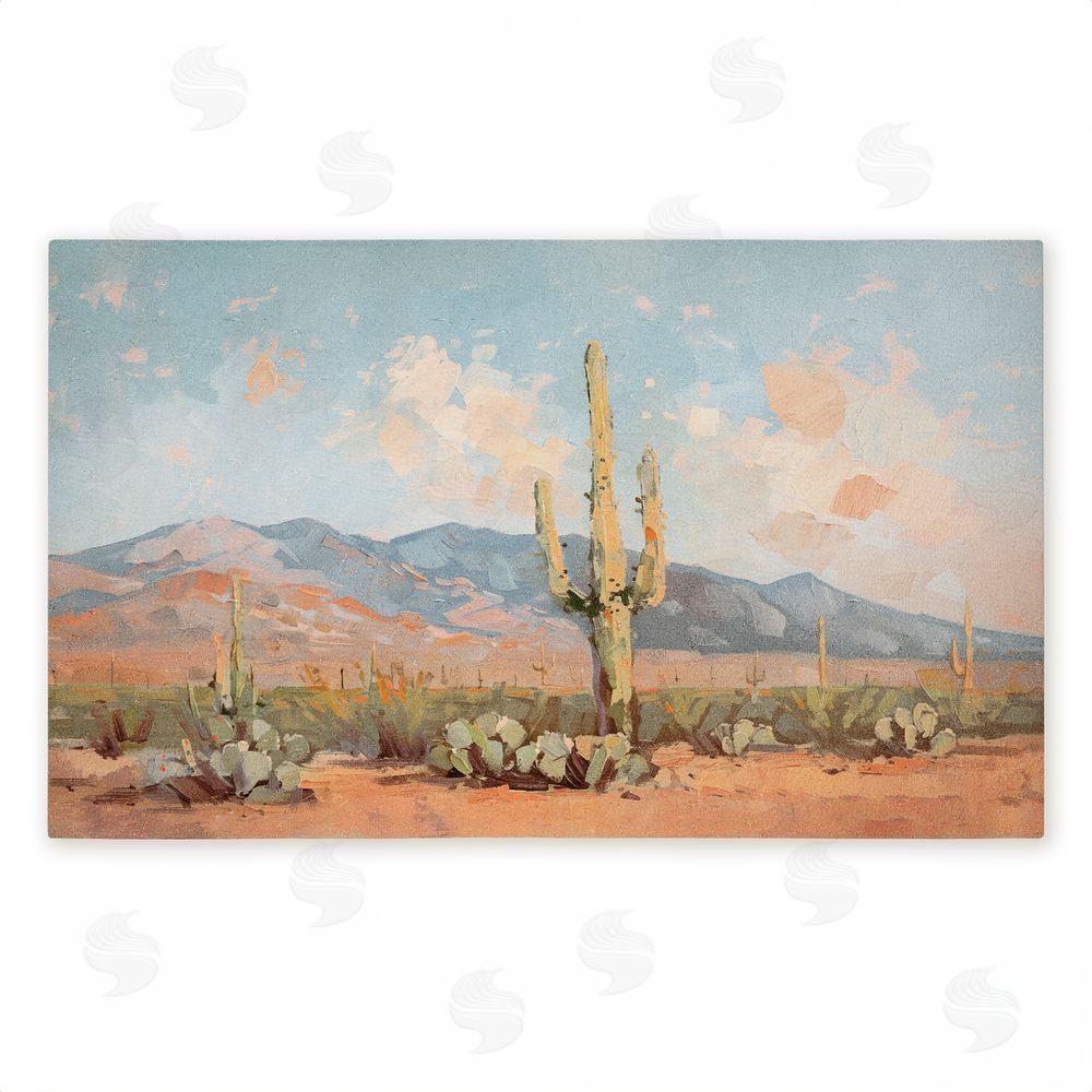 Nina Blue Pink Desert Cactus Landscape Unwoven Outdoor Door Mat