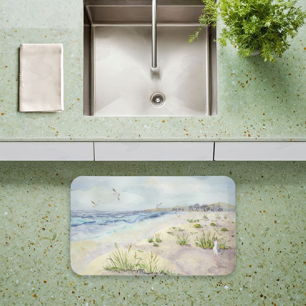 Audrey Jeanne Roberts Seagull by Beach Shore Kitchen Floor Mat