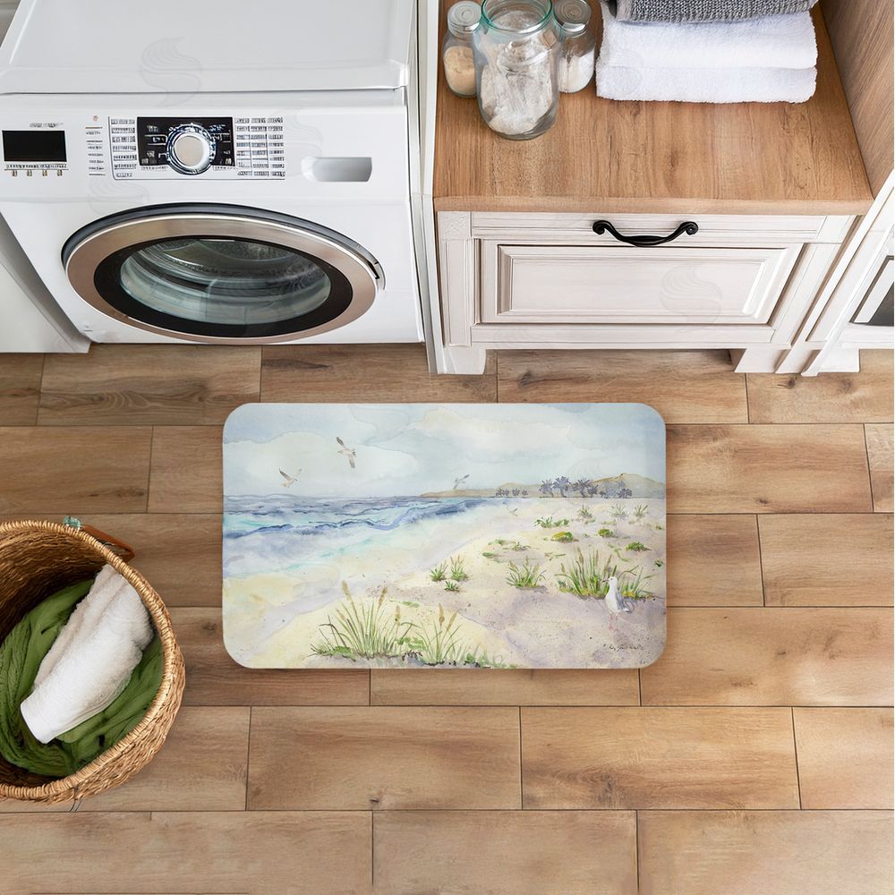 Audrey Jeanne Roberts Seagull by Beach Shore Kitchen Floor Mat