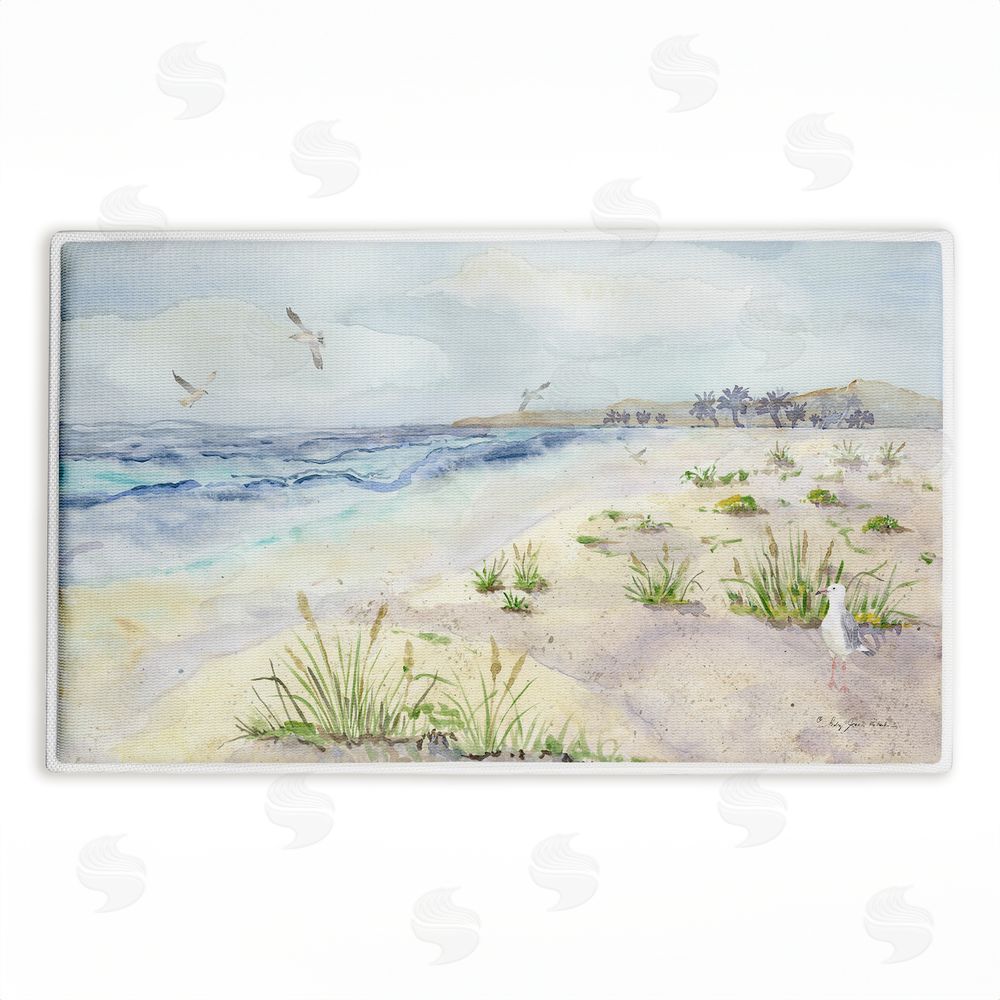 Audrey Jeanne Roberts Seagull by Beach Shore Plush Bathroom Floor Mat