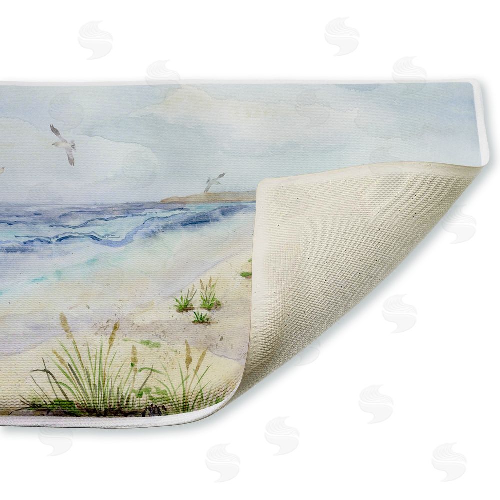 Audrey Jeanne Roberts Seagull by Beach Shore Plush Bathroom Floor Mat