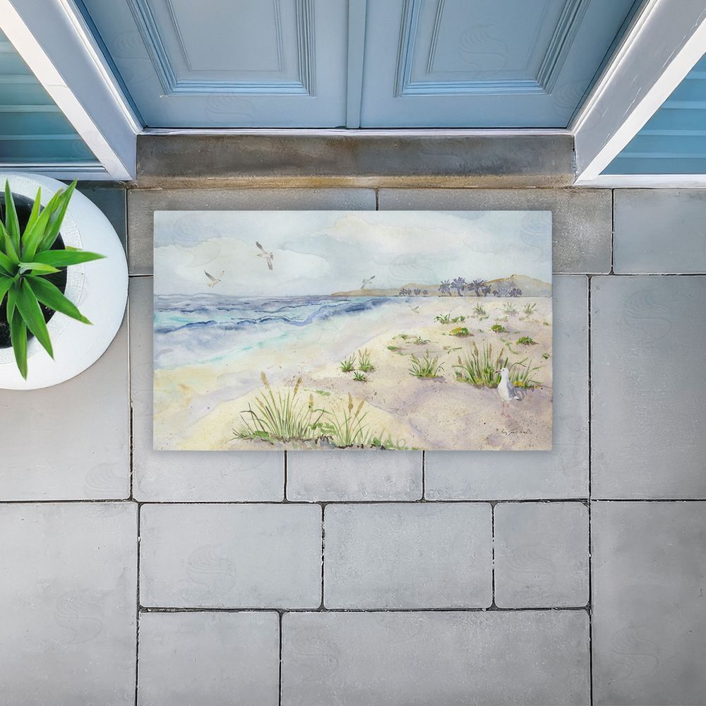 Audrey Jeanne Roberts Seagull by Beach Shore Unwoven Outdoor Door Mat