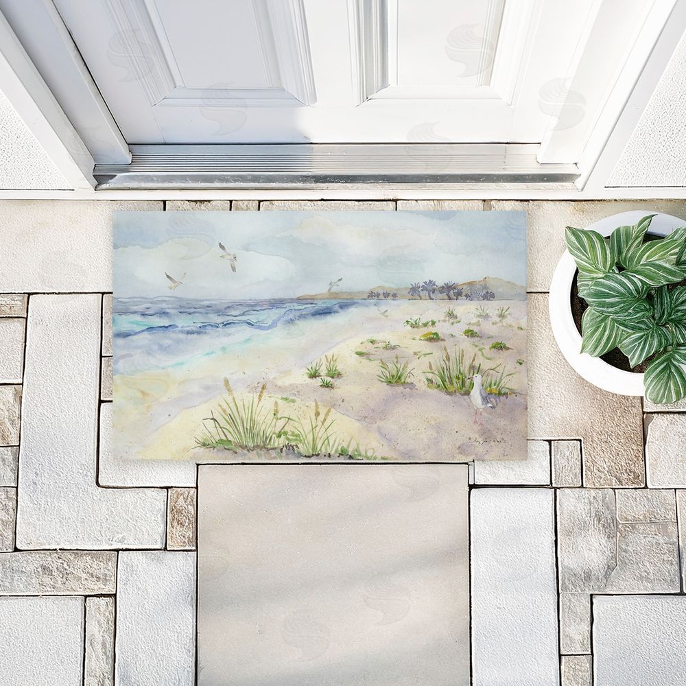 Audrey Jeanne Roberts Seagull by Beach Shore Unwoven Outdoor Door Mat