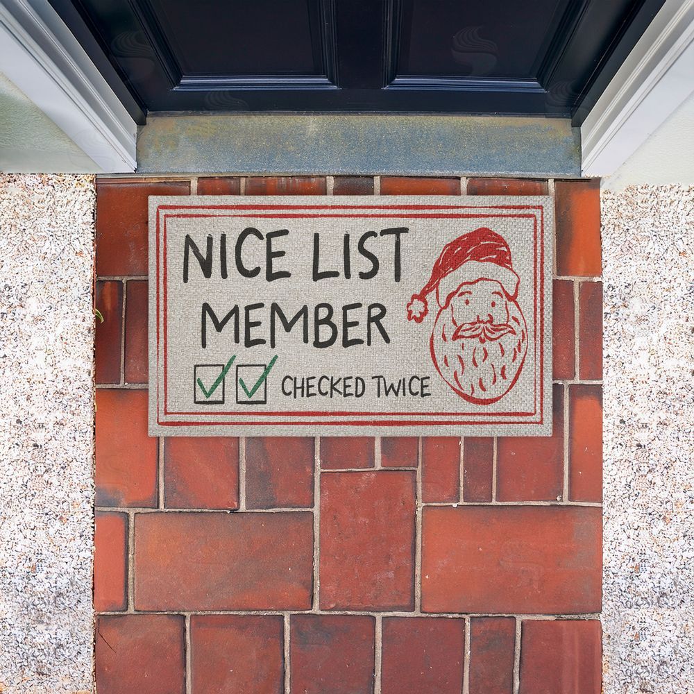 JJ Design House LLC Nice List Member Checked Twice Outdoor Faux Sisal Door Mat