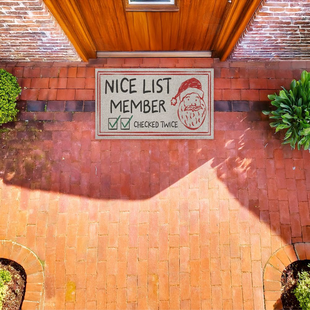 JJ Design House LLC Nice List Member Checked Twice Outdoor Faux Sisal Door Mat