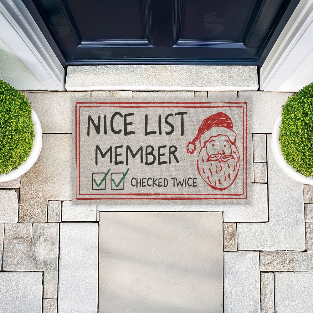 JJ Design House LLC Nice List Member Checked Twice Outdoor Faux Sisal Door Mat