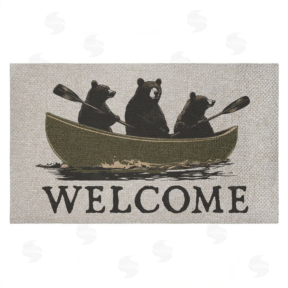 Jim Baldwin Welcome Rowing Bears Outdoor Faux Sisal Door Mat