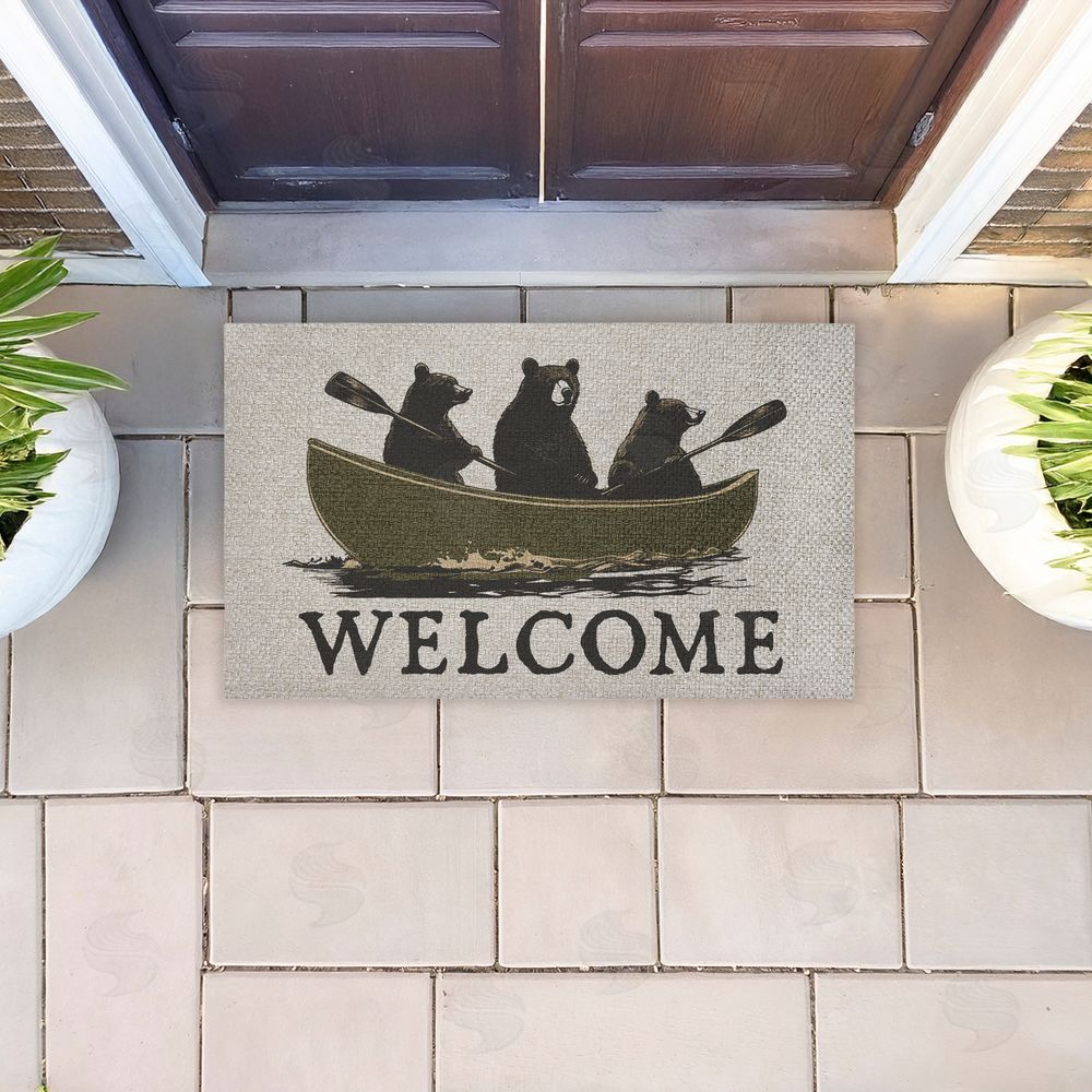 Jim Baldwin Welcome Rowing Bears Outdoor Faux Sisal Door Mat