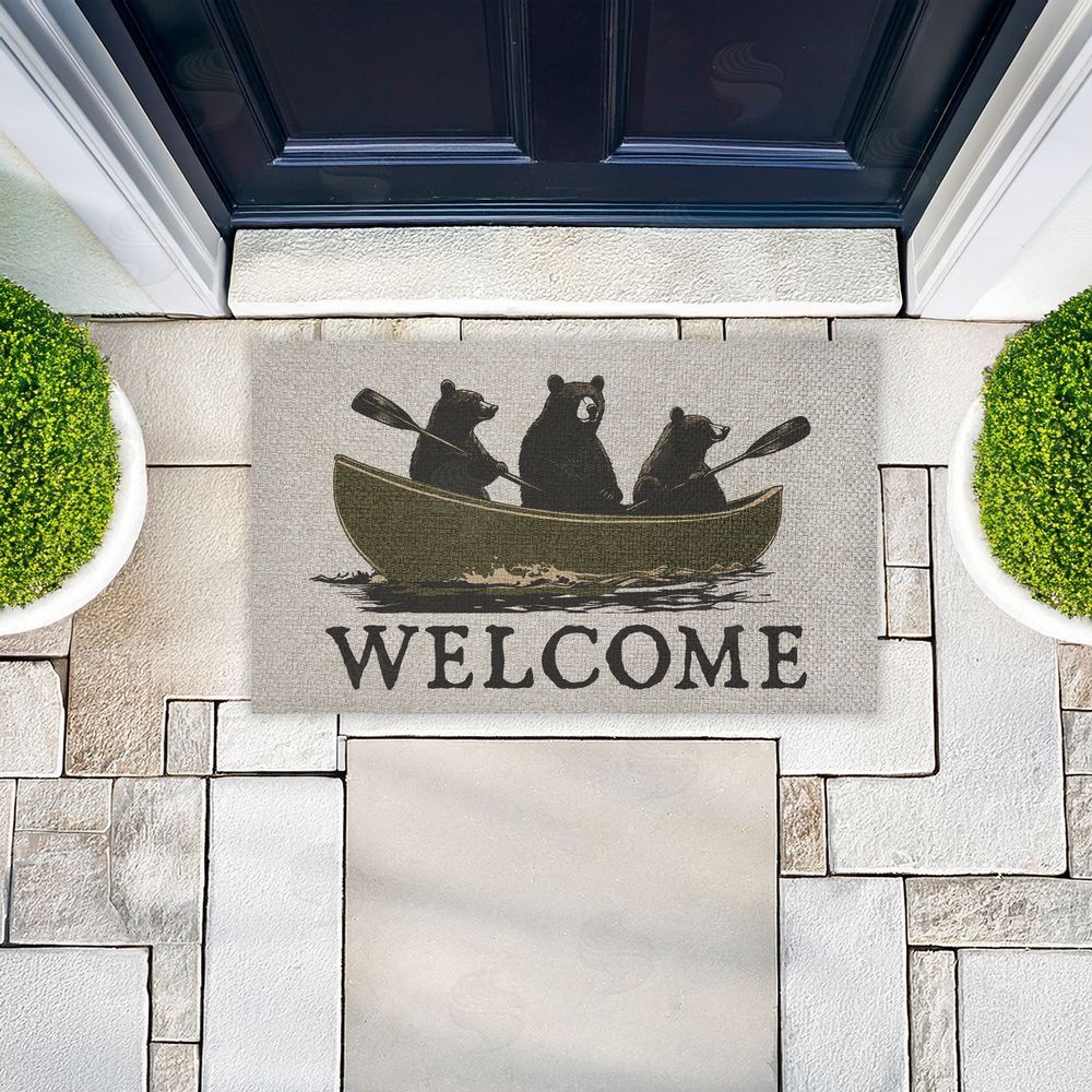 Jim Baldwin Welcome Rowing Bears Outdoor Faux Sisal Door Mat