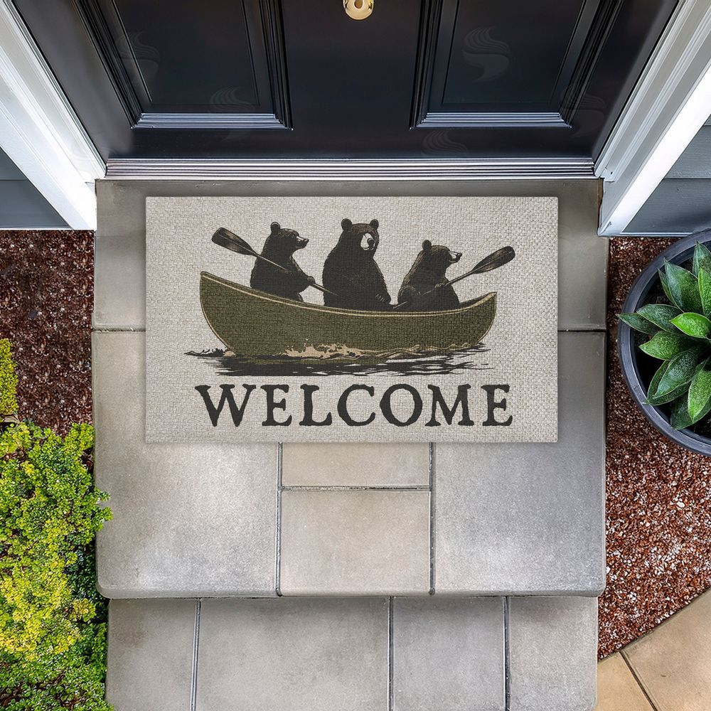 Jim Baldwin Welcome Rowing Bears Outdoor Faux Sisal Door Mat