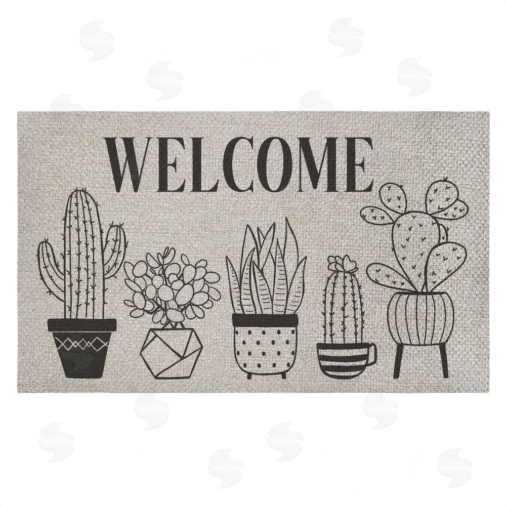Deane Beesley Various Potted Cactus Welcome Outdoor Faux Sisal Door Mat