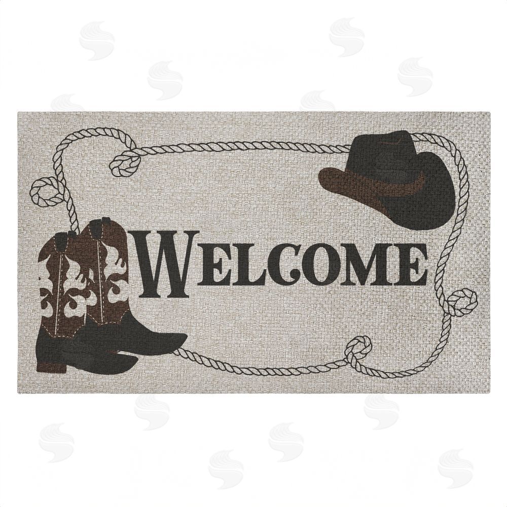 Deane Beesley Welcome Cowboy Rope & Boots Outdoor Faux Sisal Door Mat