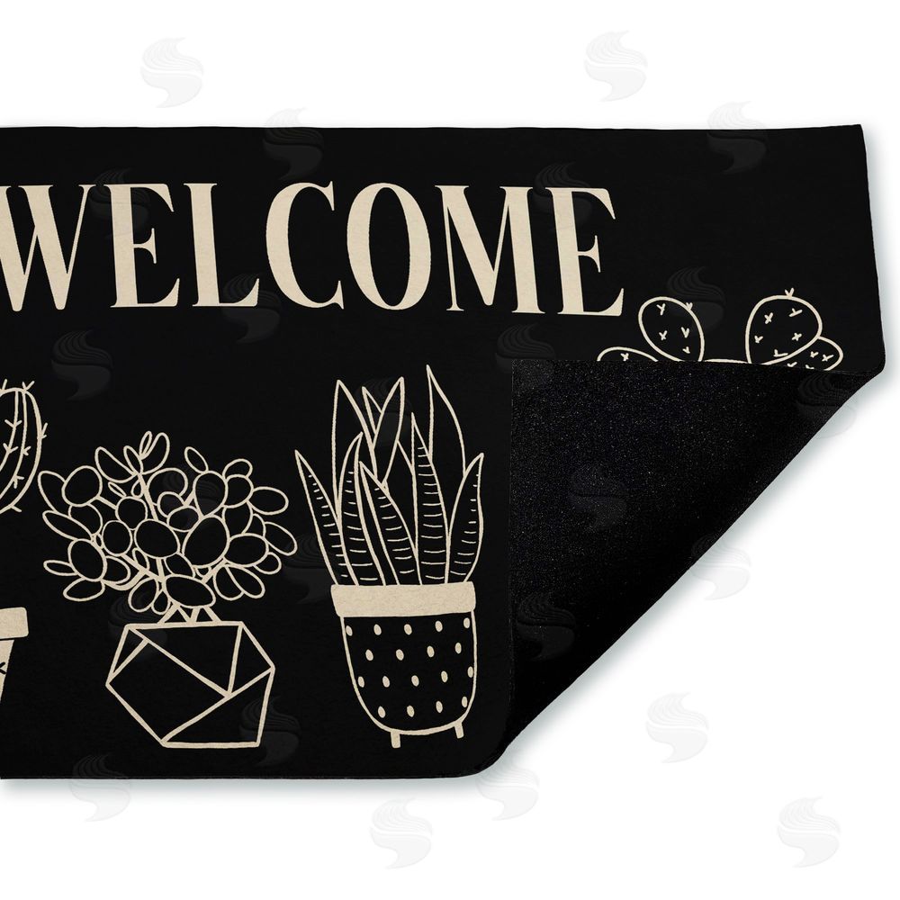 Deane Beesley Black & Cream Cactus Welcome Unwoven Outdoor Door Mat