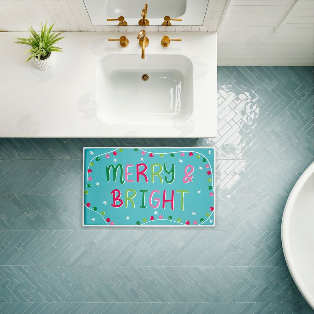 Emily Cromwell Merry & Bright with Baubles Plush Bathroom Floor Mat
