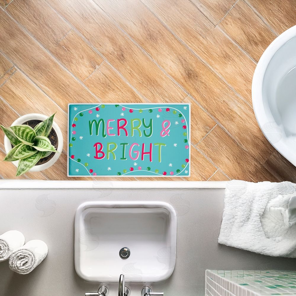 Emily Cromwell Merry & Bright with Baubles Plush Bathroom Floor Mat