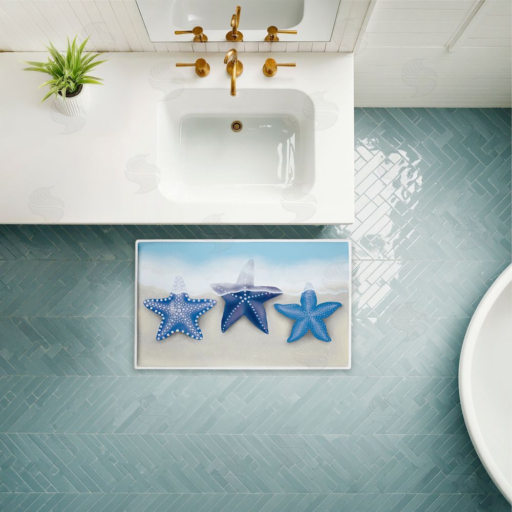 Darlene Seale By The Shore Starfish Plush Bathroom Floor Mat