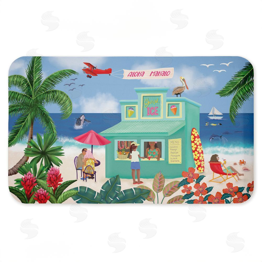 Darlene Seale Aloha Island Beach Scene Kitchen Floor Mat