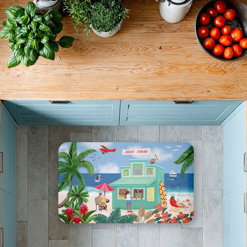 Darlene Seale Aloha Island Beach Scene Kitchen Floor Mat