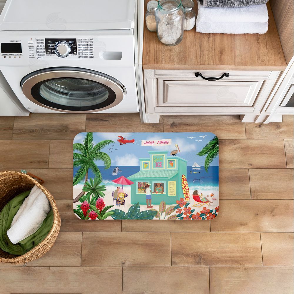 Darlene Seale Aloha Island Beach Scene Kitchen Floor Mat