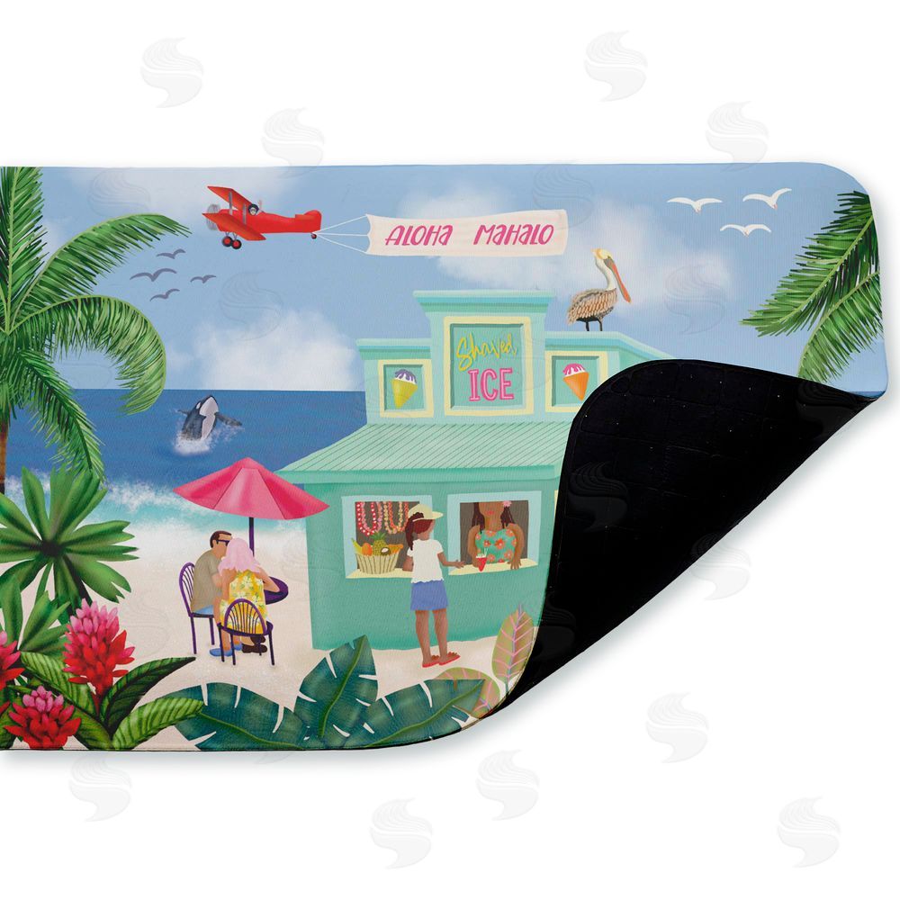 Darlene Seale Aloha Island Beach Scene Kitchen Floor Mat