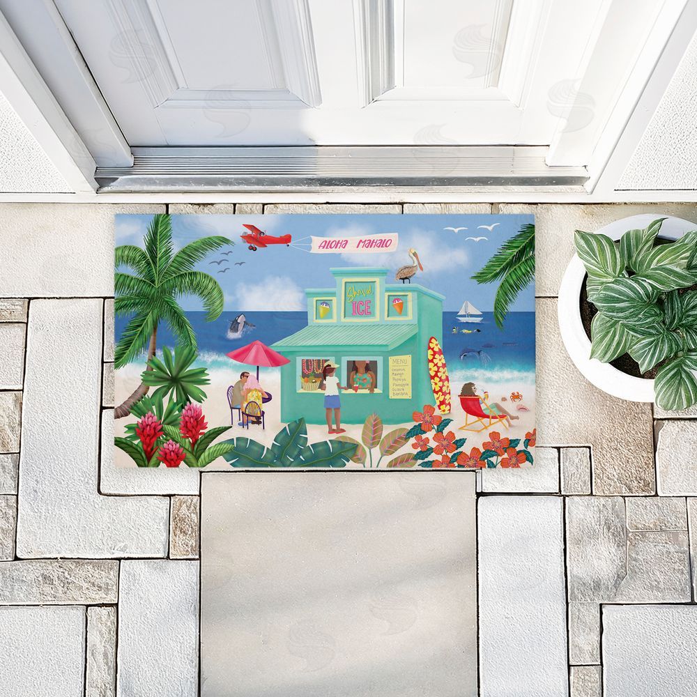 Darlene Seale Aloha Island Beach Scene Unwoven Outdoor Door Mat