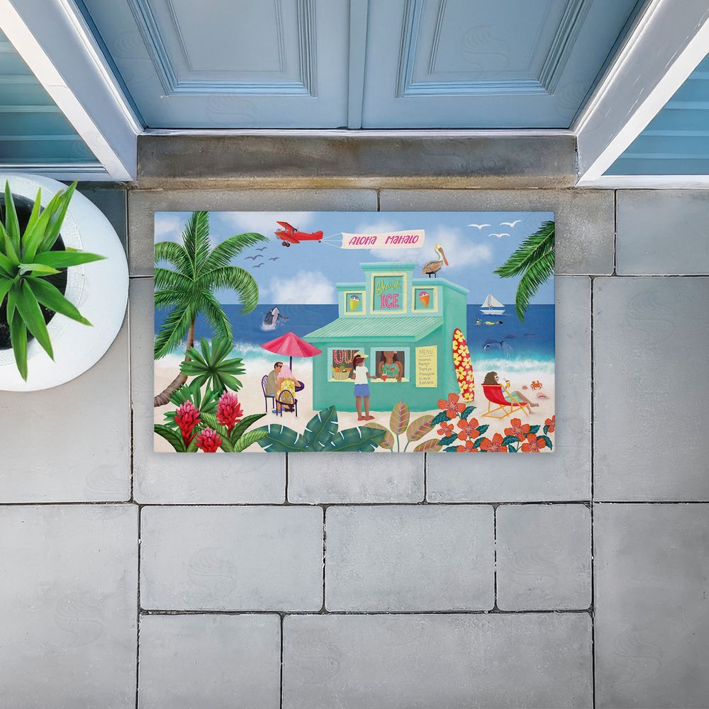 Darlene Seale Aloha Island Beach Scene Unwoven Outdoor Door Mat