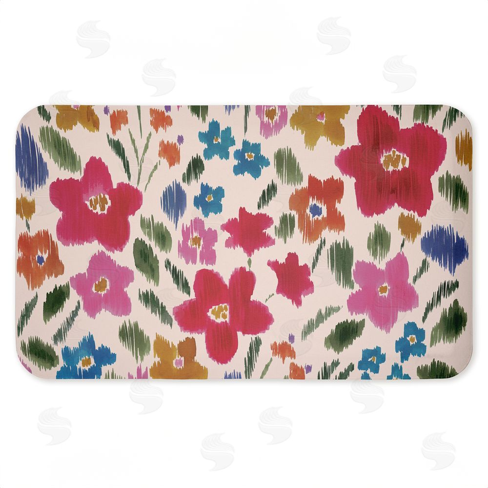Heather McLaughlin Boho Ikat Flowers Kitchen Floor Mat