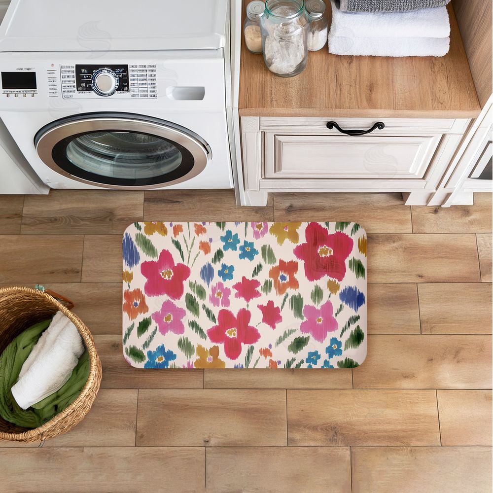 Heather McLaughlin Boho Ikat Flowers Kitchen Floor Mat