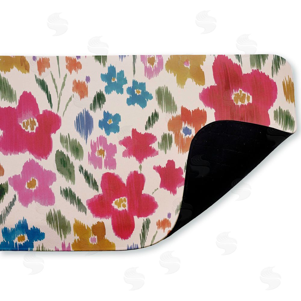 Heather McLaughlin Boho Ikat Flowers Kitchen Floor Mat