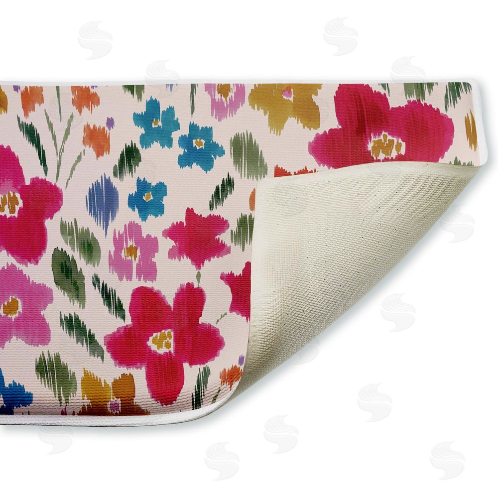 Heather McLaughlin Boho Ikat Flowers Plush Bathroom Floor Mat