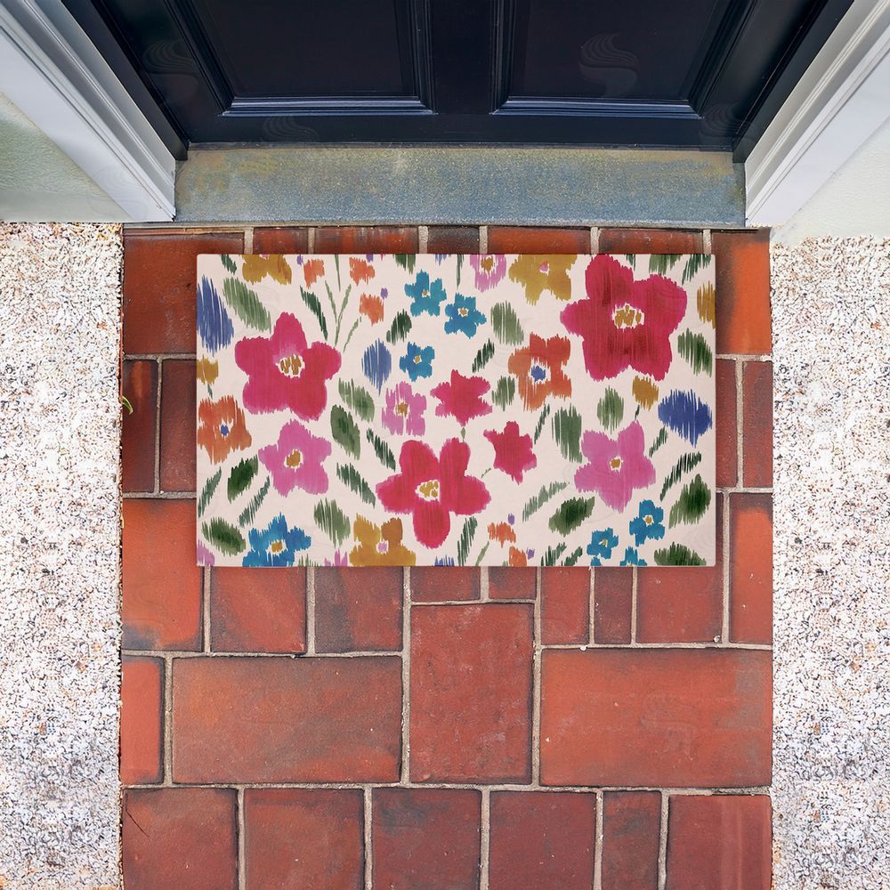 Heather McLaughlin Boho Ikat Flowers Unwoven Outdoor Door Mat