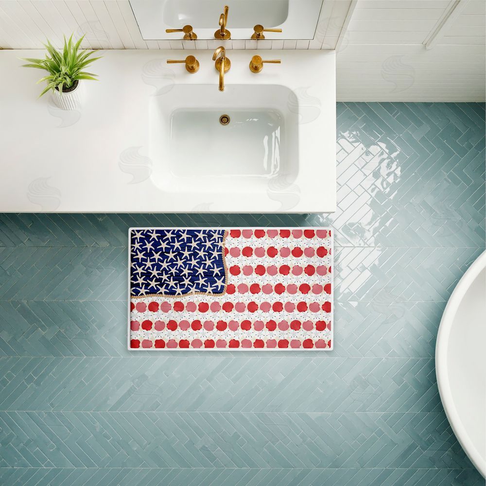 Arrolynn Weiderhold Nautical Vibe Flag Plush Bathroom Floor Mat