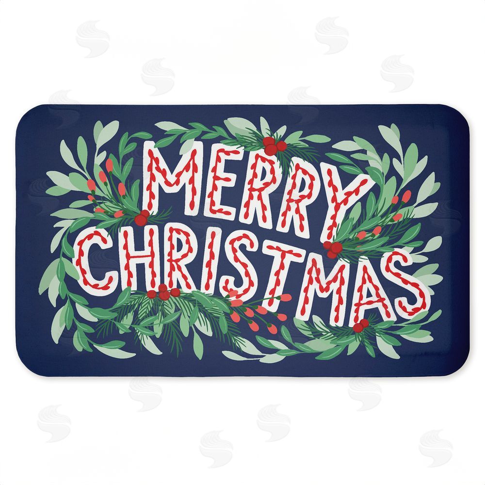 Heather McLaughlin Merry Christmas & Greenery Kitchen Floor Mat