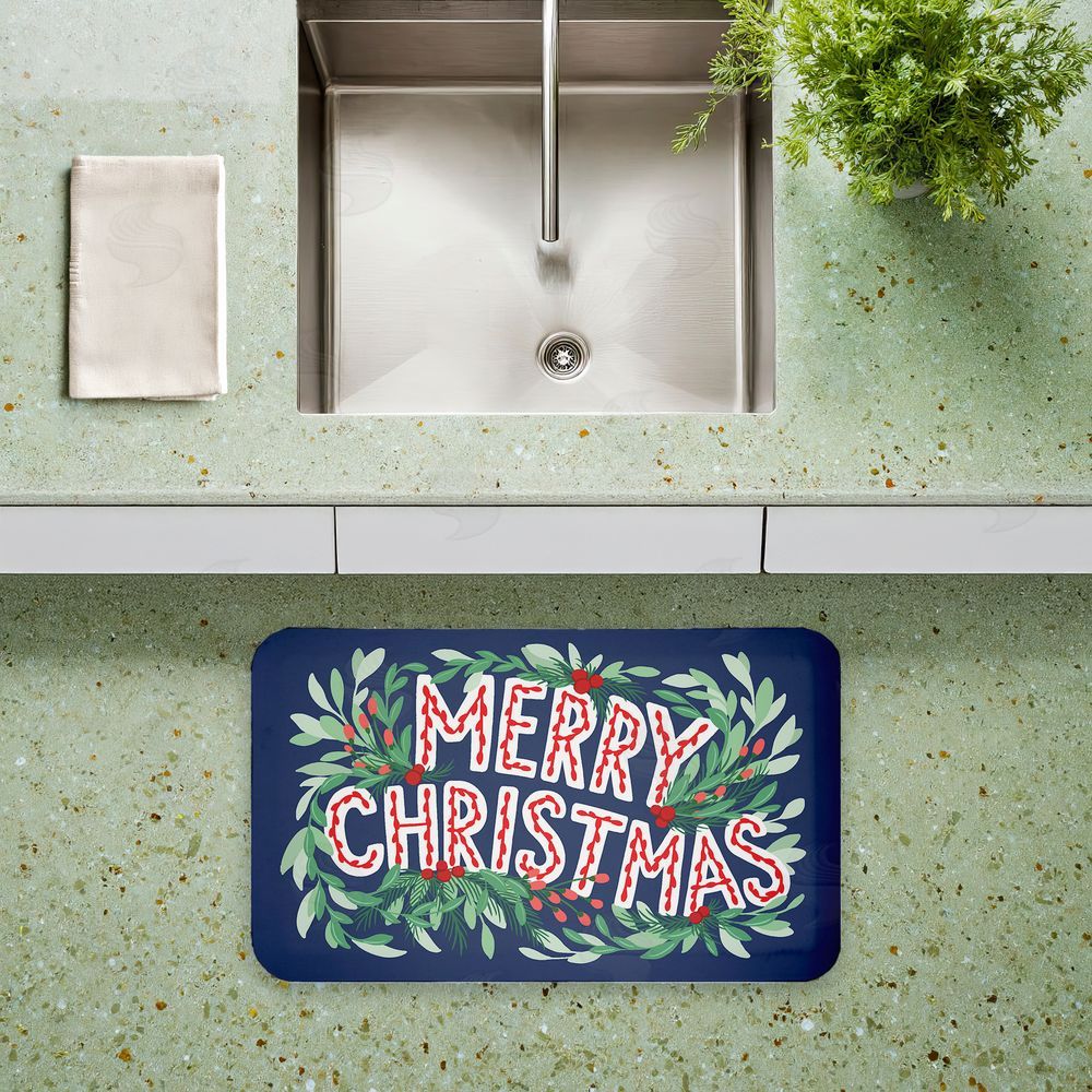 Heather McLaughlin Merry Christmas & Greenery Kitchen Floor Mat
