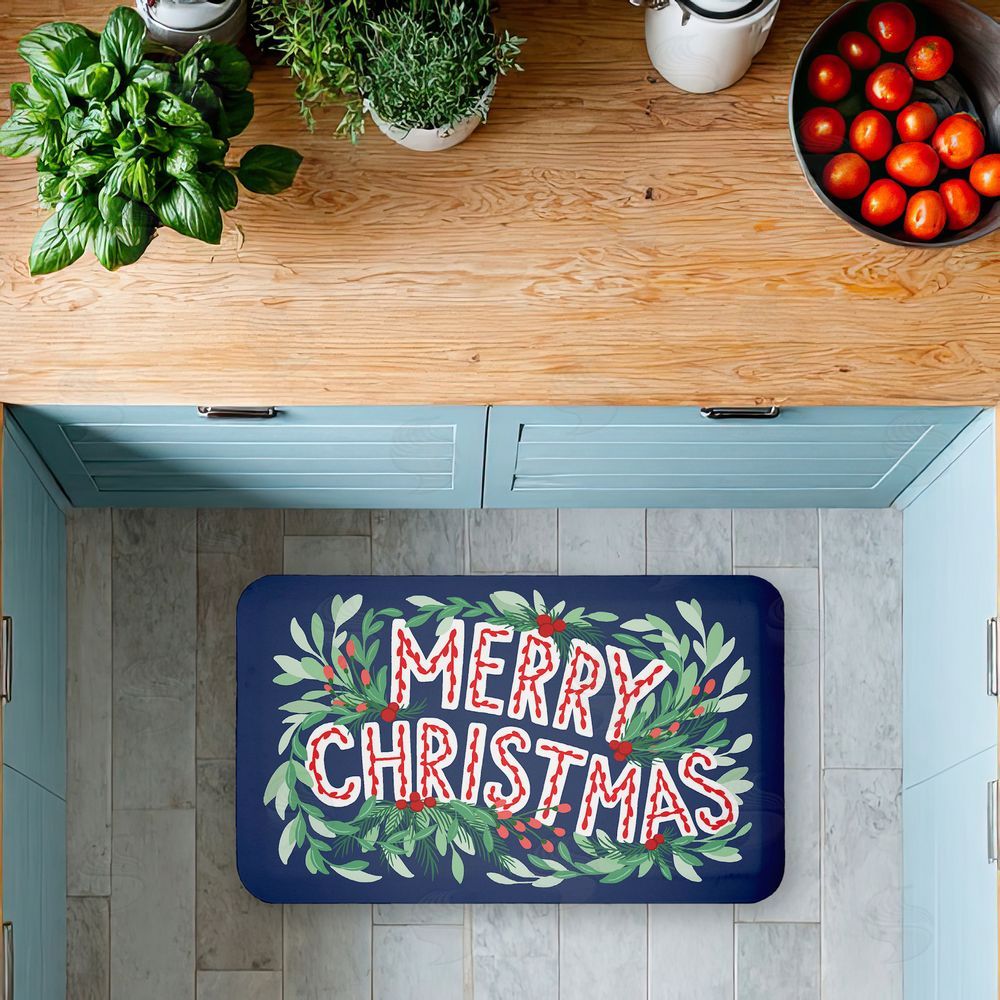 Heather McLaughlin Merry Christmas & Greenery Kitchen Floor Mat