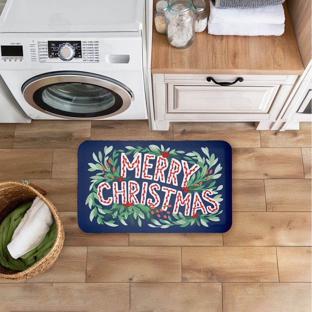 Heather McLaughlin Merry Christmas & Greenery Kitchen Floor Mat