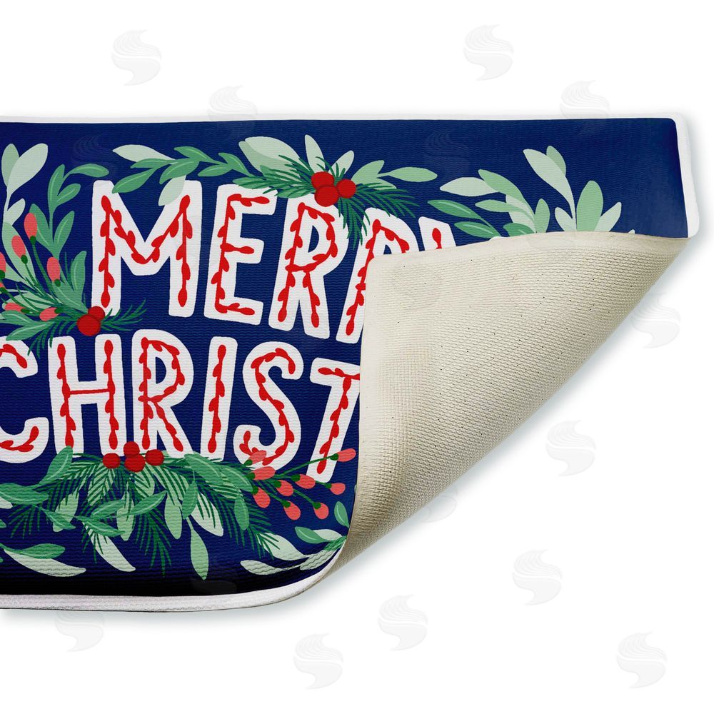 Heather McLaughlin Merry Christmas & Greenery Plush Bathroom Floor Mat